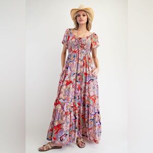 Easel Floral Printed Lilac Maxi Dress NWT
